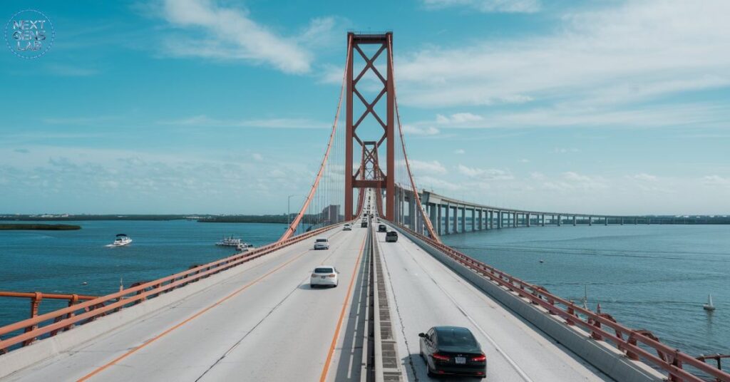 The Sunshine Skyway Bridge in Tampa Bay, which connects St. Petersburg to Terra Ceia, stretches 4.1 miles.